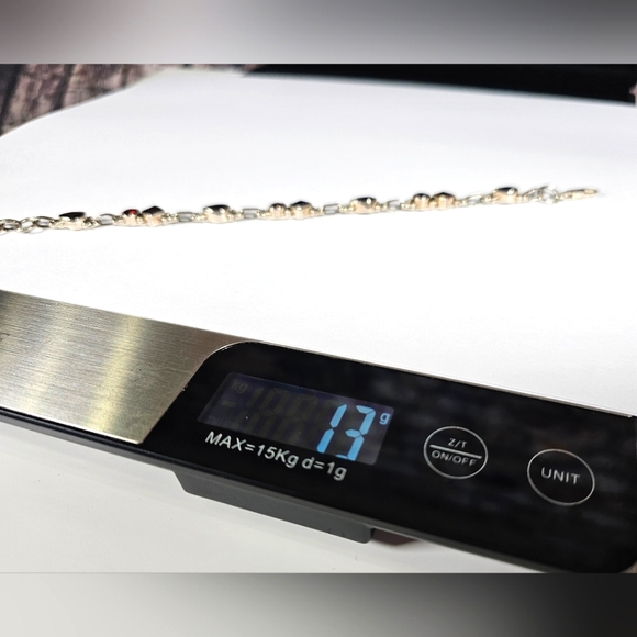 Genuine Garnet and Sterling Silver Set (Necklace, Bracelet, & Earrings) - Picture 7 of 8